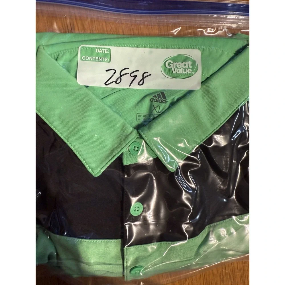 Adidas Golf Polo XL Mint Green Black Colorblock Primegreen Performance Stretch‎